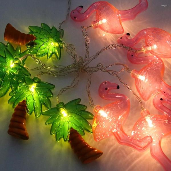 Cordes 2m 10 LEDS Flamingo Coconut Tree Fairy Light Battery Powered Home Decorative Lampe Safe Fiable Outdoor Lighting