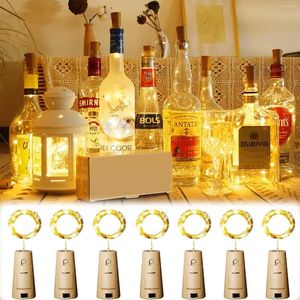 Strings 2m 20 LED Wine Cork Lighting Kerstdecor Jar Bottle Lights Batterij aangedreven Garland Party Wedding Bar