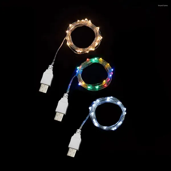 Cuerdas 2m 20 luces alambre de cobre LED cadena de hadas iluminación navideña guirnalda fiesta de Navidad decoración de boda lámpara