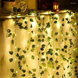 Strings 2m 20 LED Artificial Green Leaf String Lights Fairy Christmas Decorations Outdoor slinger voor wieden Home Garden Decor