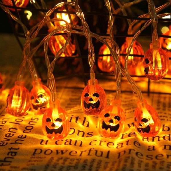 Cordes 2M / 3M Halloween LED String Light Fairy Lights coloré fantôme citrouille guirlande extérieure décoration de fête à la maison