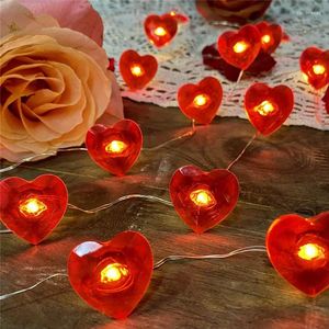 Strings 2M 3M Red Heart String Lights For Valentines Day Gift Vriendin Garden Decoratie Holiday Wedding Party