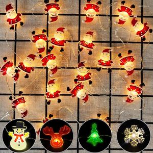 Cuerdas 2M Decoración navideña Santa Claus Copos de nieve Muñeco de nieve Árbol de Navidad Luces de cadena LED para el hogar Luz de hadas Navidad Regalos Año