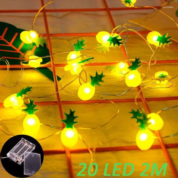 Cuerdas 2m Flamenco 20 LED Luz de cadena de dibujos animados Hawaii Decoración de fiesta Piña Luces de hadas Tropical Boda Cumpleaños Festival Lámparas