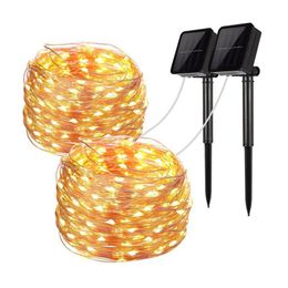 Strings 2Pack extérieur solaire fée chaîne lumière 10M 20M 30M 50M fil de cuivre Patio arbres fête de noël guirlande lumineuse LED LED