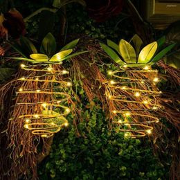 Strings 2pcs Solar Powered Led String Licht Hangende ananas Nachtlichten Waterdichte Outdoor Garden Kerstvakantie Warm Wit Wit Wit