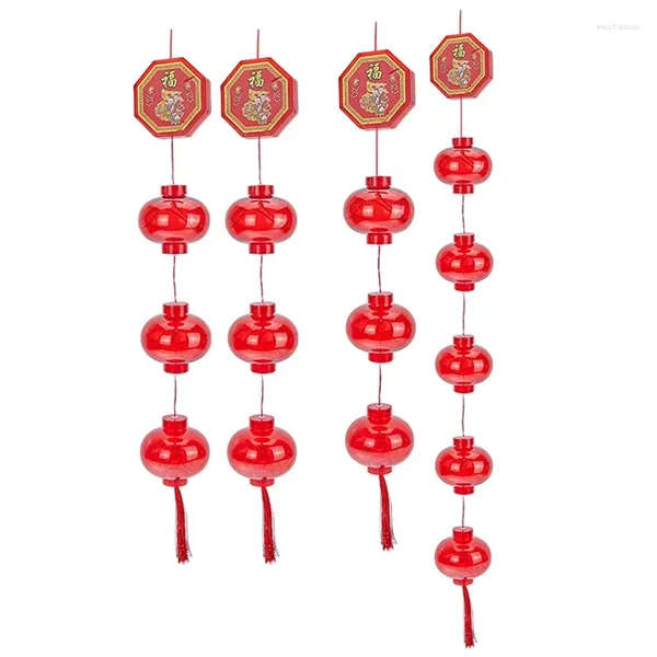 Cuerdas 2pcs Año Linternas Luces colgantes LED Intermitente Cadena Decoración roja china