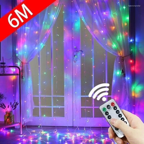 Cuerdas 3/4/6M LED Luces de Navidad Fairy String Cortina Garland USB Festoon Año remoto 2024 Decoraciones para el hogar