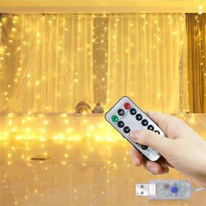 Cordes 3/4/6M USB LED rideau 8Modes télécommande chaîne lumières vacances mariage fée guirlande pour chambre salon décor