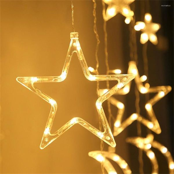 Cordes 3.5m Star Moon Rideau Guirlande Lumineuse Pour Intérieur Extérieur Chambre Cuisines Terrasses 220v Avec Queue Plug Eu