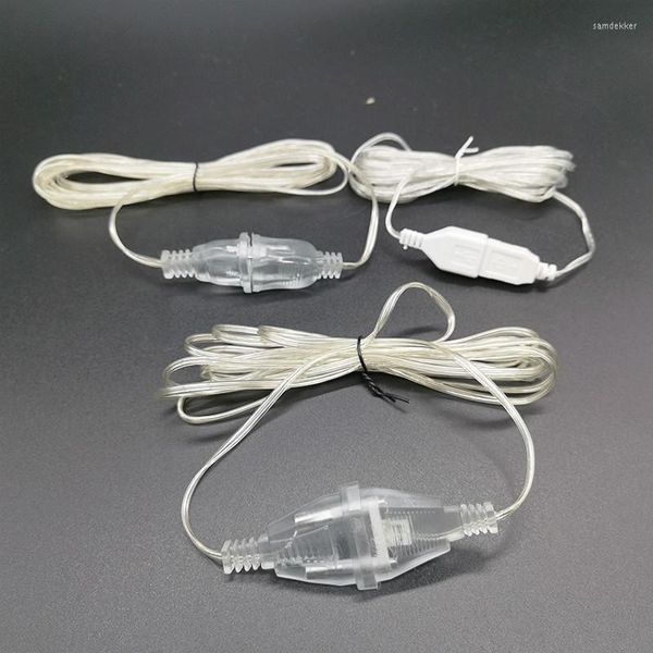 Cadenas 3 metros de alimentaci￳n Garra Garland Cable L￭nea alargada USB/EU/EE. UU. Adaptador de cuerda LED de enchufe para decoraci￳n de Navidad en la calle