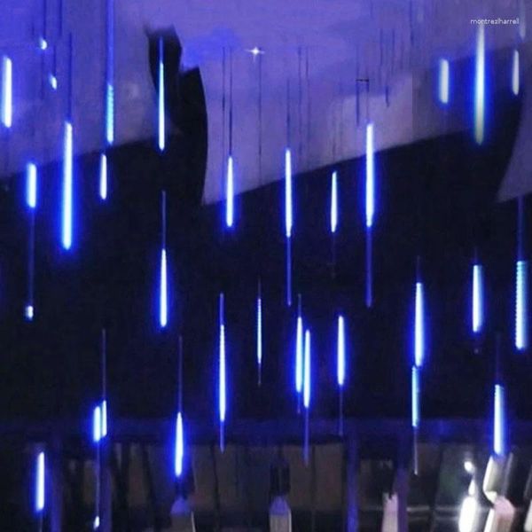 Cuerdas 30/50cm 8 tubos lluvia de meteoritos luces de cadena LED decoración de jardín de hadas decoración de árbol de Navidad al aire libre lámpara de guirnalda de calle 2024