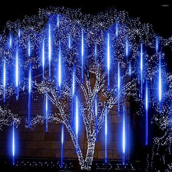 Cordes 30/50CM 8 pièces/Tube de pluie de pluie de météores LED lumière de noël jardin de mariage chaîne de noël éclairage de vacances en plein air 100-240V