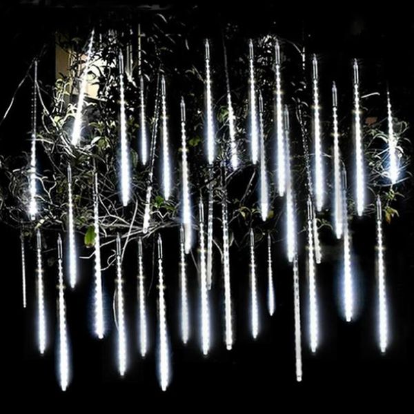 Cuerdas 30 50 cm Lluvia de meteoros Lluvia 8 tubos LED Luces de cadena Impermeable Navidad Patio al aire libre Decoraciones Boda Navidad Árbol H211o