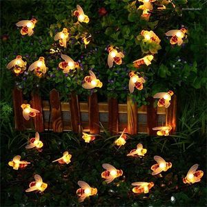 Cordes 30 LED alimentées à l'énergie solaire mignonne en forme d'abeille LED guirlande lumineuse extérieure jardin clôture Patio décor