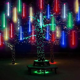 Strings 30cm 10 tubes imperméables Météore Light String Douche Pluie LED Lumières Lampe Décoration de Noël en plein air pour la maison Tree183e