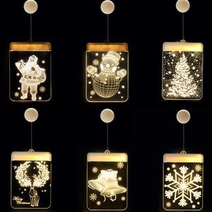 Strings 3D Christmas Lights Led Window Suction Cup Fairy krans batterij Jaar decoraties