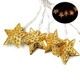 Cuerdas 3D Cinco estrellas Iluminación navideña Luces de cadena de metal 10 metros Lámpara decorativa para decoración de la habitación del banquete de boda Potencia IY310229