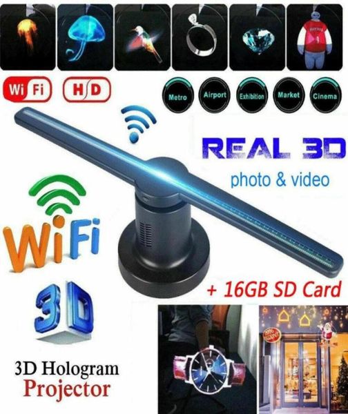 Cordes 3D hologramme projecteur lumière AC 100240 V Plugin affichage publicitaire ventilateur LED lampe holographique Lmaging Remote9870513