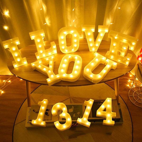 Cordes 3D LED nuit lampe lettre numérique Alphabet lumière tenture murale décor intérieur fête de mariage bricolage D30