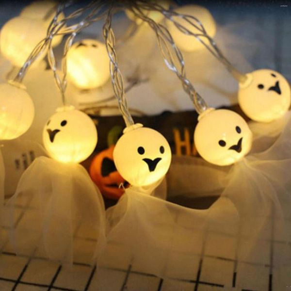 Cordes 3M 20 Led Halloween Crâne Lumières Chaîne Chauve-Souris Pierre Tombale Fantôme Ornements Décoration D'arbre Pour La Maison DIY Décor De Fête