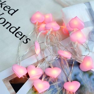 Strings 3M 20 LED Satin Heart String Fairy Light Battery Bediende buitengarlanddecoratie voor thuisbasis Kerstboom Decorled