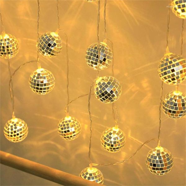 Cordes 3m 20led miroir disco balle fée légère batterie de verre alimenté en verre à la maison fête de Noël décor d'arbre de Noël guirlande