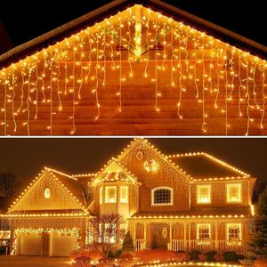 Strings 3M-35M Christmas Lights Outdoor Waterproof Straat Garland On The House Icicle Curtain Light EU Plug Jaar 2022 Decor