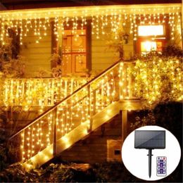 Cadenas 3m/5m Cadena LED LED LIGHT Solar al aire libre Patio de jardín impermeable Cortina de bodas de fiesta con remotelado