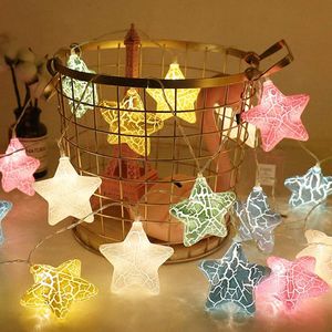 Strings 3m / 6m LED Crack Star Fairy Lamp Kerstboom String Twinkle Garlands Batterij Flash Holiday Party Wedding Indoor Decor Lights