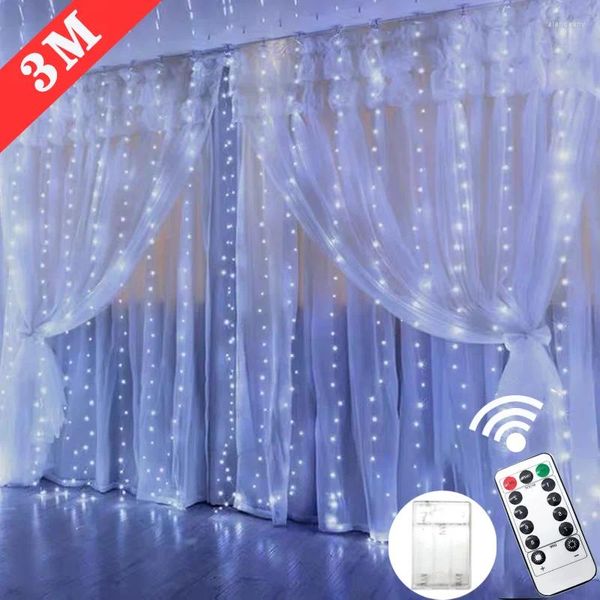 Boîte à piles de 3M avec télécommande, guirlande pour rideaux, lumières LED de vacances, décoration d'arbre de noël, chambre à coucher 2024