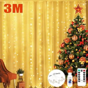 Strings 3M LED Rideau Guirlande Fée Guirlandes Noël Fête De Mariage Décoration USB À Distance 8 Modes Cascade Éclairage