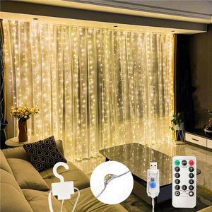 Cordes 3M LED Rideau Chaîne Fée Lumières USB Flash Année De Noël Guirlande De Mariage Fête De Vacances Intérieur Chambre Fenêtre Décoration