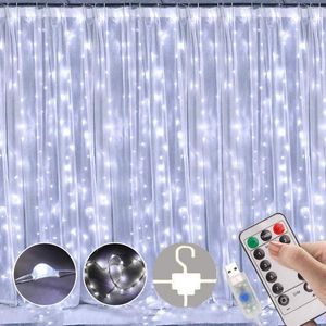 Strings 3M LED Gordijn Lichten Lichten Kerstdecoraties USB Remote Fairy Garland Lamp voor slaapkamer Raam bruiloft Vakantie buiten