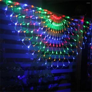 Cuerdas 3M Red de malla de pavo real Luces de cadena LED 424LED 3 unids Cortina de ventana Navidad Año de boda Decoración Hada Guirnalda UE / EE. UU. Enchufe