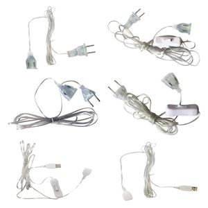 Cordes 3m prise rallonge fil câble d'extension USB/ue/états-unis pour guirlande lumineuse LED décoration de mariage guirlande bricolage lumières de noël