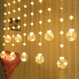 Cordes 3M Largeur Souhaitant Boule Solaire Rideau Chaîne Lumière Globe Lanterne Fée Guirlande Pour Fenêtre Chambre Fête De Noël Décor