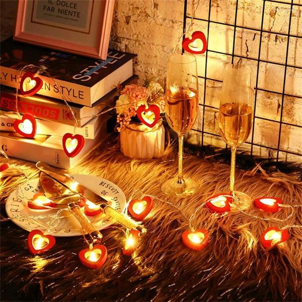 Cordes 3m en bois amour lampe chaîne coeur LED lumières pour année vacances mariage maison fête décoration fée chambre décor