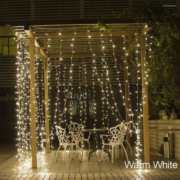 Cordes 3Mx3M 300 LED cuivre rideau chaîne lumière aérée glaçon guirlande de noël fête de mariage Patio fenêtre décoration extérieure