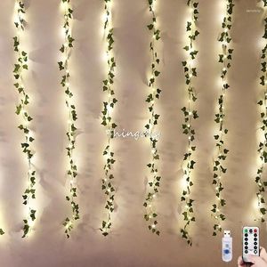 Strings 3x2m 12pcs guirlande de lierre artificiel fausses plantes vigne feuille suspendue avec 200led guirlandes lumineuses maison chambre fête décoration murale