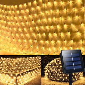 Cordes 3x2M 200LED Solaire Net Mesh Lights Extérieur Bush Étanche 8 Modes Jardin Twinkle Pour Patio Mur Toit Balcon