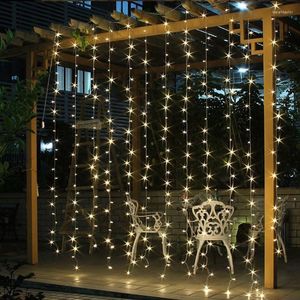 Strings 3x3/6x3m LED Gordijn Icicle Light String Fairy Christams Lichten Kerstvakantie voor trouwhuis Garden Decor