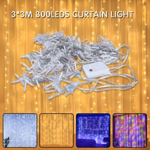 Cordes 3x3M 300 LED Chaîne Lumière Rideau Guirlande Lumineuse En Plein Air Vacances De Mariage De Noël Guirlande Partie Fenêtre Décor De Noël LightsLED