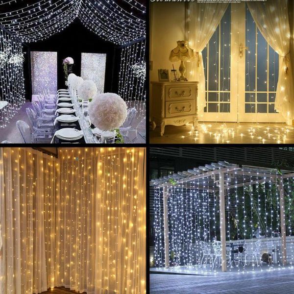 Cordes 3x3M / 3Mx2M / 3x1M LED Guirlande Lumineuse Fenêtre Rideau Fée Lumières Fête De Mariage Décoration Lampes Solaire / USB Alimenté Par Batterie LightLED