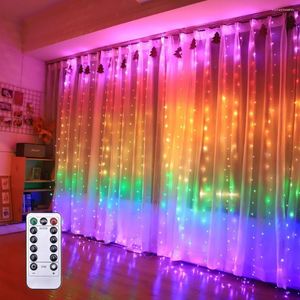 Strings 3x3M Garland Curtain Lights Room Decoration Remote Control String Year's Wedding Christmas Festoon Led Fairy