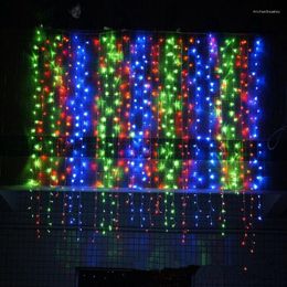 Strings 4.5m x 3M 300 LED Home Outdoor Holiday Kerst decoratief bruiloft Kerstmeer Fairy Curtain Garlands Strip Party Lights