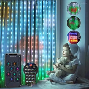 Snaren 400 LED's GB Smart Gordijn Lichtslingers Bluetooth APP Controle DIY Patroon Display Venster Winkelcentrum Guirlande Decor Kerst Bruiloft