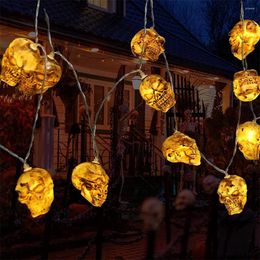 Cordes 40leds 20leds 10leds Halloween Crâne Lumières Chaîne Effrayant Fantôme Phares Alimentés Par Batterie Pour Noël Vacances Maison Fête Décor