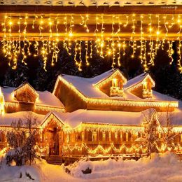 Saiten 4M AC 220V Weihnachtsgirlande LED-Vorhang Eiszapfen-Lichterkette Droop 0,4-0,6m Gartenstraße Außendekoratives Feiertagslicht