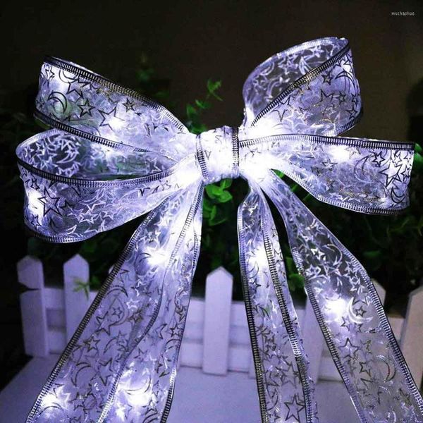 Cuerdas 4m40 LED Cadena Cinta Luz DIY Caja de regalo Decoración Arco Nudo Cinta de encaje para árbol de Navidad Pastelería Paño Fairy Garland JQ